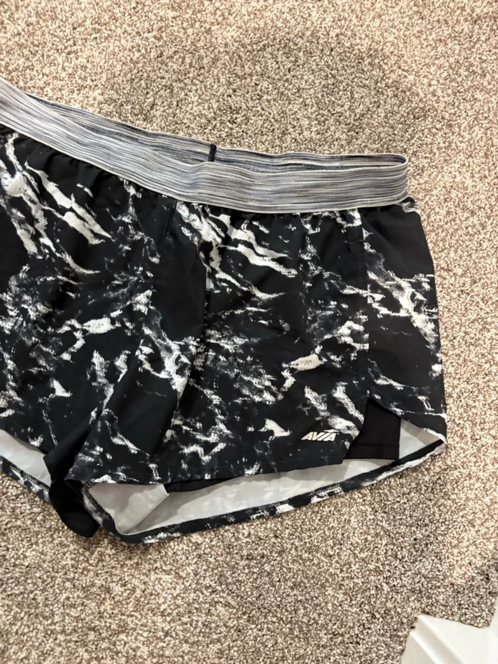 Avia Black and White Marble Athletic Shorts - Picture 2 of 6